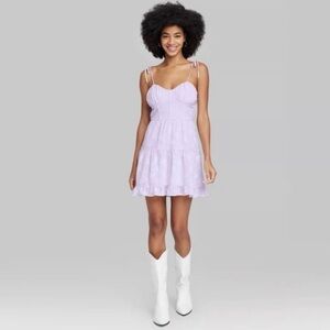 Wild fable sleeveless satin floral fit and flare mini dress light violet